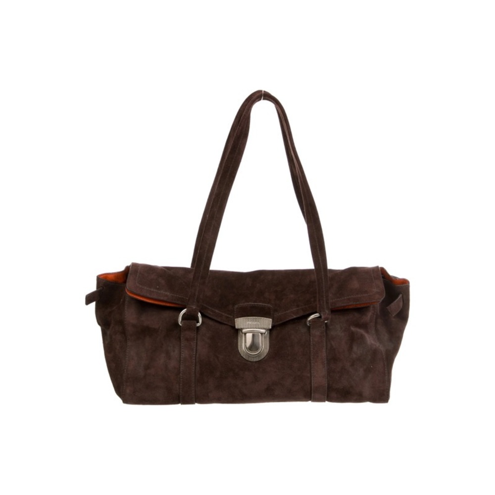 RARE! Vintage Prada Scamosciato Easy Shoulder Bag in Brown Suede